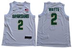 Men Michigan State Spartans NCAA #2 Mark Watts White Authentic Nike 2019-20 Stitched College Basketball Jersey WW32F14PG